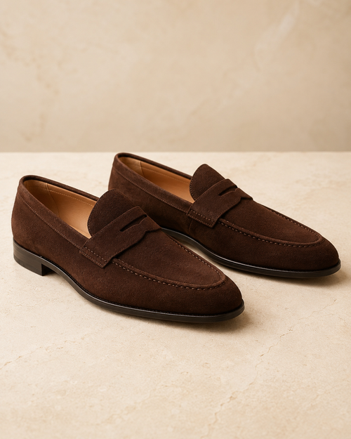 Velaro tobacco brown suede loafers